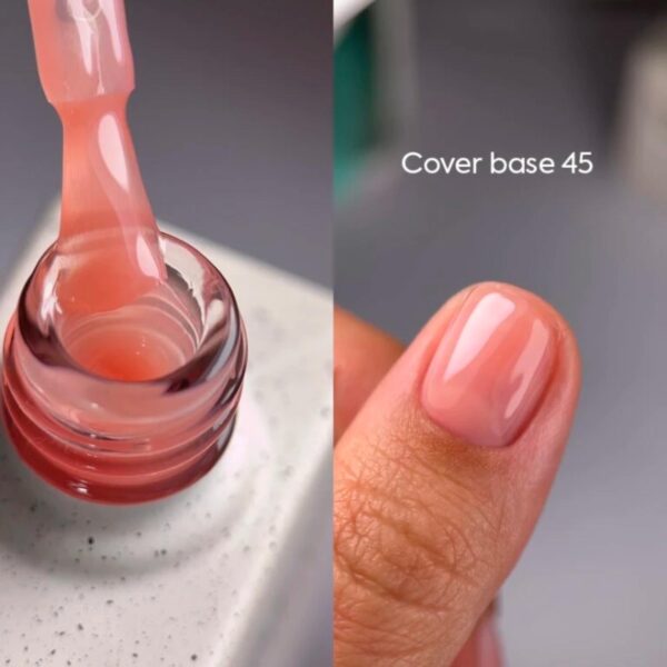 Cover base 45 light pigment — a lightly pigmented semi-transparent nude nail base coat, 10 ml