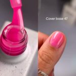 Cover base 47 light pigment — a lightly pigmented semi-transparent rich pink nail base coat, 10 ml